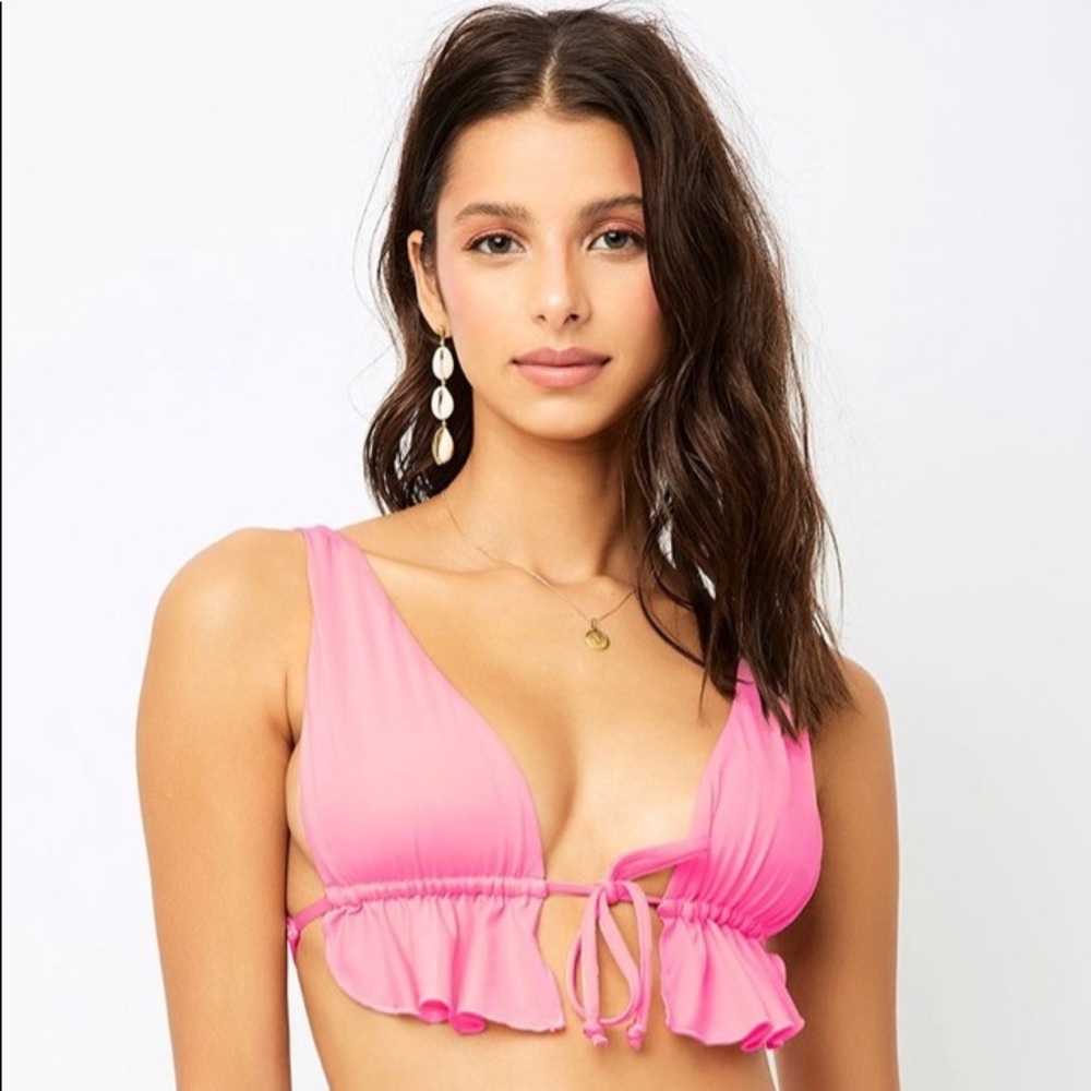 NWT FRANKIE’S BIKINIS ALI TOP IN HEART THROB PINK